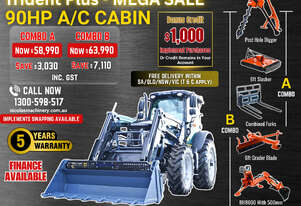 Trident Plus Synchromesh 90HP 4WD A/C Cabin Tractor with 4-in-1 Bucket Combo Deal (5 Years Warranty)
