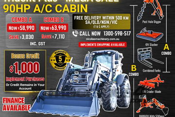 Trident Plus Synchromesh 90HP 4WD A/C Cabin Tractor with 4-in-1 Bucket Combo Deal (5 Years Warranty)