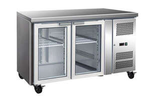 GN2100TNG - 2 Glass Door Gastronorm Bench Fridge