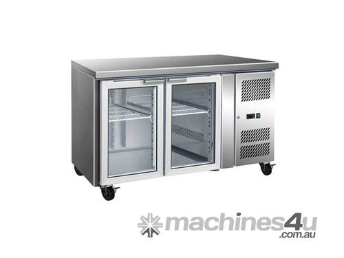 GN2100TNG - 2 Glass Door Gastronorm Bench Fridge