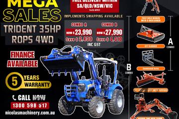 TRIDENT MEGA SALE 35HP 4WD CANOPY TRACTOR WITH 4IN1 BUCKET COMBO DEAL