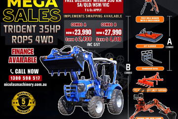 TRIDENT MEGA SALE 35HP 4WD CANOPY TRACTOR WITH 4IN1 BUCKET COMBO DEAL