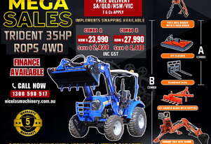 TRIDENT MEGA SALE 35HP 4WD CANOPY TRACTOR WITH 4IN1 BUCKET COMBO DEAL