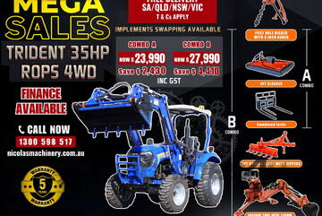 TRIDENT MEGA SALE 35HP 4WD CANOPY TRACTOR WITH 4IN1 BUCKET COMBO DEAL