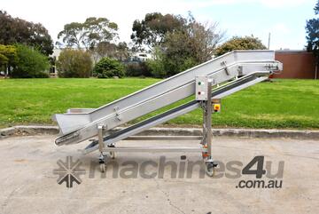 Stainless Steel Motorised Incline Conveyor Side Guards Drip Tray - 1.46m High