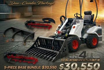   Ozziquip AL20 Mini Loader 4-in-1 with Stone Bucket, Ripper and Leveling Bar 5-Piece Package