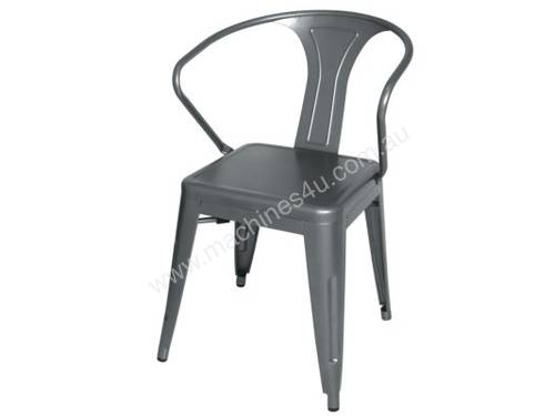 Bolero Gun Metal Grey Steel Bistro Arm Chair (Pack 4)