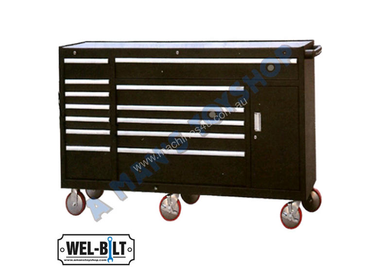 New Wel Bilt Roller Cabinet 13 Drawer 1 Door 72 Black Stainless