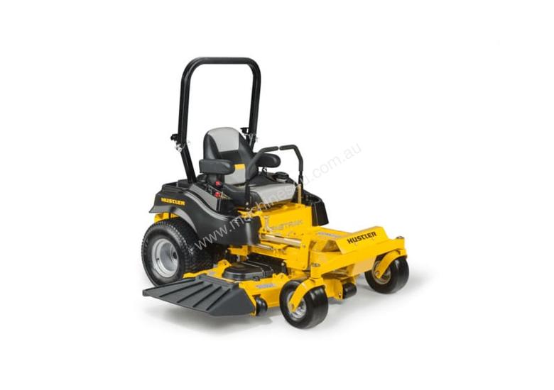 caption HUSTLER FASTRAK RIDE ON MOWER