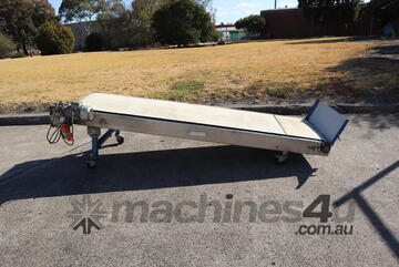 STAINLESS STEEL Incline Motorised Belt Conveyor - 2.65m long 0.7m wide - ADEP