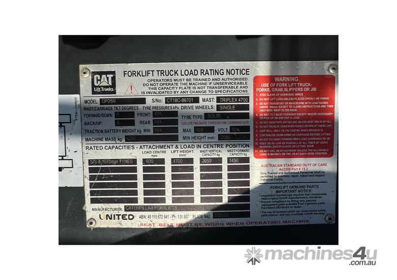 Used Cat 2.5T Diesel Forklift - DP25N