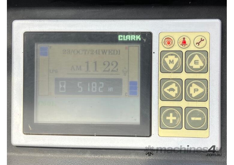 caption Clark C60L # 6 Tonne Gas Forklift # 6000kg Load Capacity # 5000mm Lift Height # 1800mm Fork Tynes