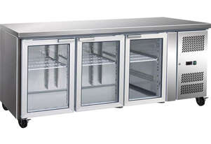 GN3100TNG 3 Glass Door Gastronorm Bench Fridge