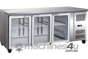 GN3100TNG 3 Glass Door Gastronorm Bench Fridge