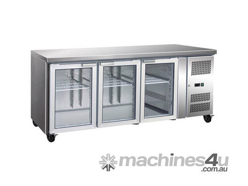 GN3100TNG 3 Glass Door Gastronorm Bench Fridge