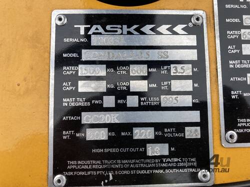 caption 2018 Task Conda1.5-3.5 SS Walk Behind Electric Forklift