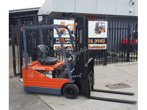 Toyota Electric Forklift 5FBE18 4700mm Lift Container Entry Fresh Paint & Serviced