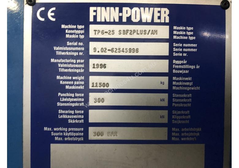 caption 1996 Finn Power TP6-25 SBF2PLUS/AM Hydraulic Turret Punch