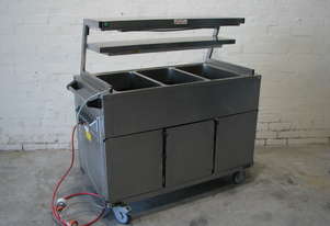 Commercial Bain Marie Food Transport Trolley 3 Module with Hot Cupboard