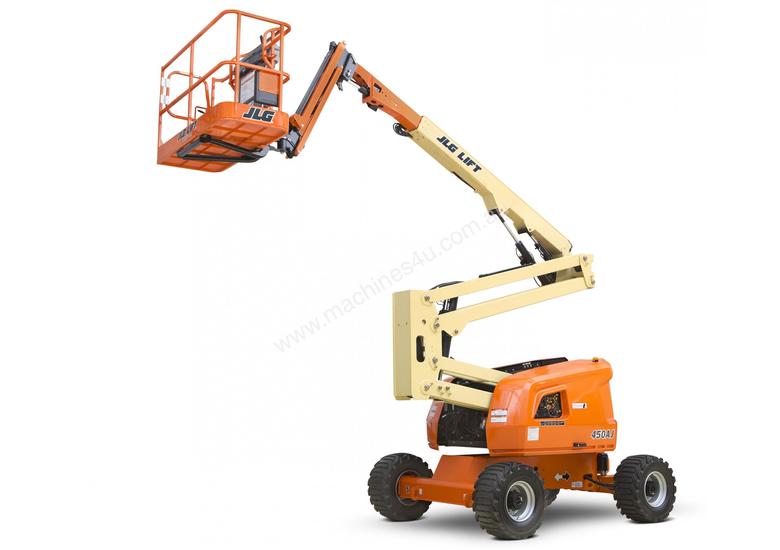caption JLG 45ft Diesel Knuckle Boom Lift – Precision, and Ultimate Flexibility for Every Job! For Hire!