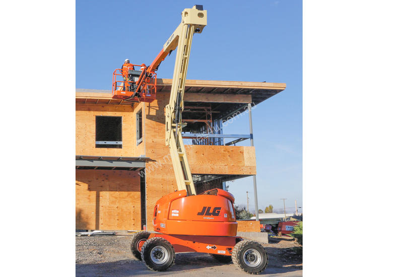 caption JLG 45ft Diesel Knuckle Boom Lift – Precision, and Ultimate Flexibility for Every Job! For Hire!