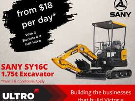 SANY SY16C Mini Excavator (1.8 ton) from $18 per Day - picture0' - Click to enlarge