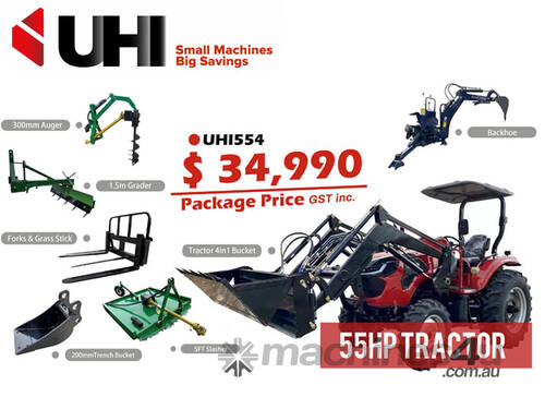 55HP UHI554 Tractor with 7 Attachments