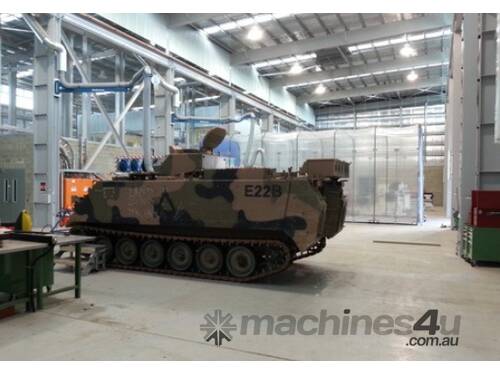 caption Army Tank Spray Booth with Portable, Retractable Technology!