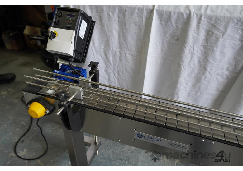 New 5 Packserv PACKSERV 1 2m Bench Top Stainless Steel Slat Conveyor