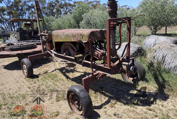 (6801) Upton Irrigator water winch rain gun with hose and hose trailer (Lake Bolac, VIC)