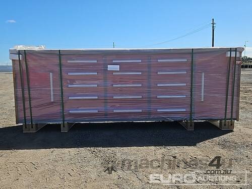 Unused Steelman 3.0m Work Bench/Tool Cabinet, 15 Drawers, 2 Doors 