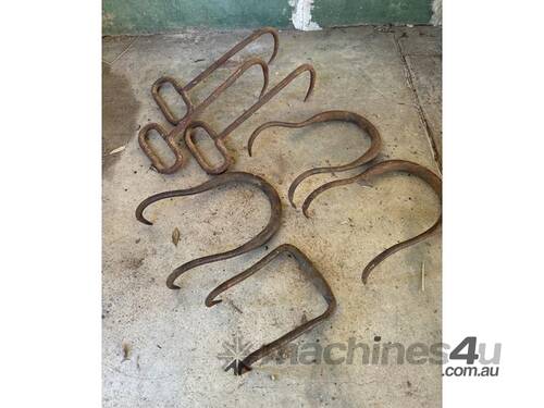 caption QTY X 7 ANTIQUE BALE HOOKS