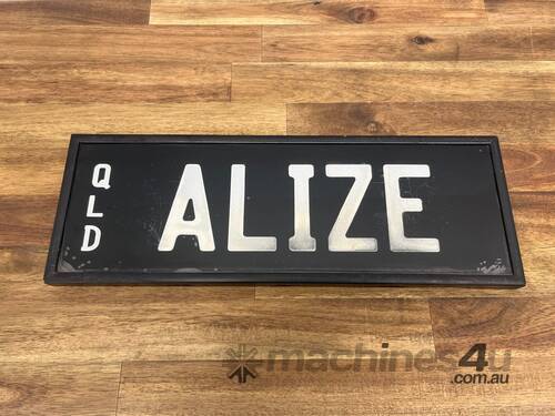 caption QLD Personalised Number Plate - ‘ALIZE’