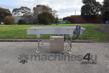 Stainless Steel Motorised Chain Link Belt Conveyor - 2.5m Long