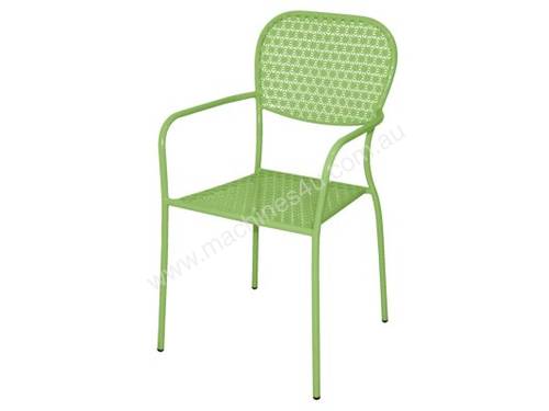 Bolero Green Steel Patterned Bistro Arm Chair (Pack 4)