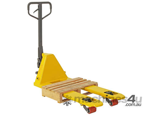 caption Small Skid Size Pallet Truck -450mm wide (POLY WHEELS)
