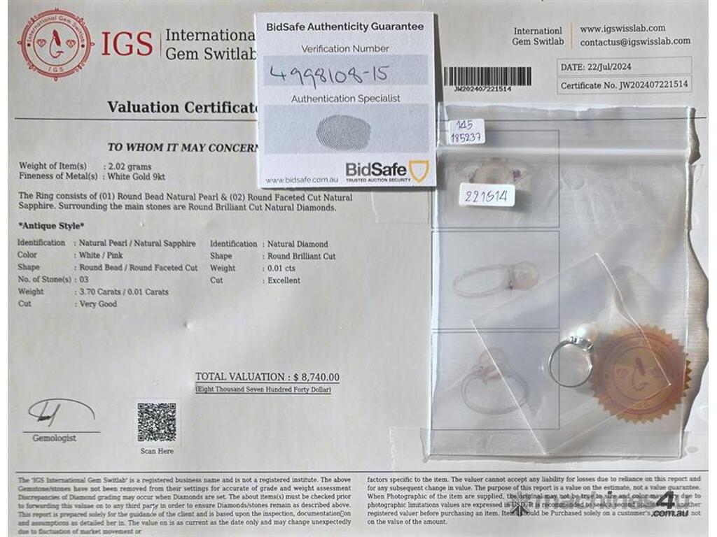 Used LADIES WHITE GOLD LADIES WHITE GOLD DIAMOND PEARL SAPPHIRE RING in
