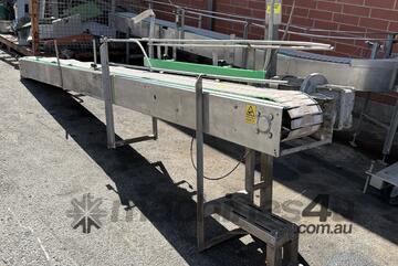 3.9m Stainless plastic link belt motorized beverage conveyor 15:1 gearbox 0.75kW