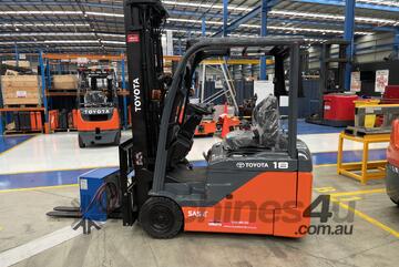 TOYOTA 8FBE18 60359 1.8 TON 1800 KG CAPACITY ELECTRIC FORKLIFT 5500 MM 3 STAGE MAST