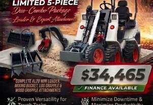 New Ozziquip AL20 Mini Loader 4-in-1 with Mixing Bucket, Log Grapple & Wood Grapple 5-Piece Package