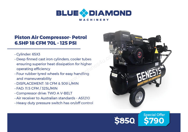 New 2018 AIR COMPRESSOR PISTON 42CFM 160 Lt DIESEL PETR Small