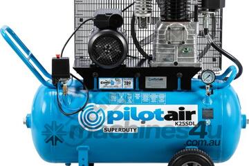 K25SDL Pilot Super Duty Air Compressor 100 Litre Tank / 3hp 13.1cfm / 371lpm Piston Displacement