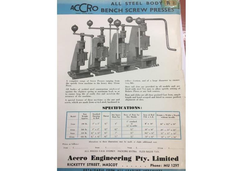 caption Accro 12ton Fly Press
