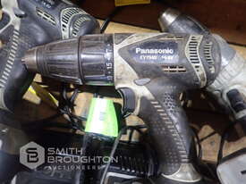 CRATE COMPRSING OF PANASONIC CORDLESS DRILLS & CHARGERS, BOSCH DRILL & MAKITA GRINDER - picture1' - Click to enlarge