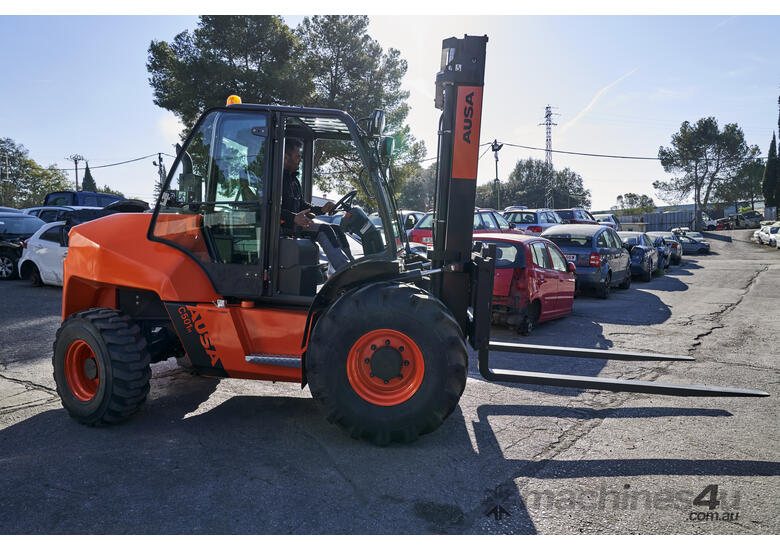 caption AUSA C501H Rough Terrain Forklift - Semi Cab / 3.7m 2 stage mast