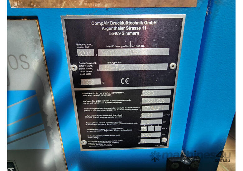 caption CompAir L55 Screw Compressor - 75Kw