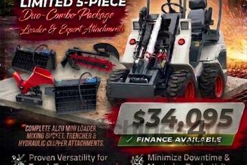   Ozziquip AL20 Mini Loader 4-in-1 with Mixing Bucket, Trencher and Chipper 5-Piece Package