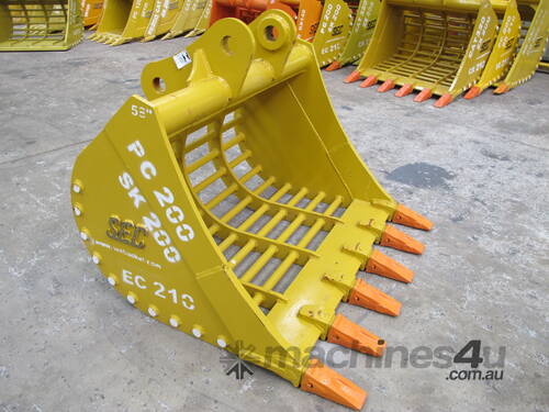 SEC 20 Ton Sieve Bucket for Komatsu PC200/PC220 - Includes Pin, 1500mm Width, 75mm Gap