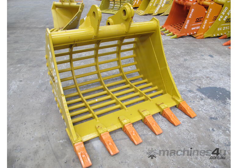 SEC 20 Ton Sieve Bucket for Komatsu PC200/PC220 - Includes Pin, 1500mm Width, 75mm Gap