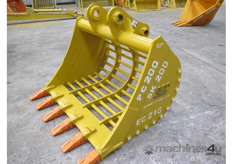 SEC 20 Ton Sieve Bucket for Komatsu PC200/PC220 - Includes Pin, 1500mm Width, 75mm Gap